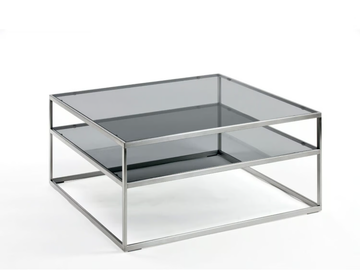 CAMEO - Square glass and steel coffee table with storage space by Christine Kröncke Interior Design - view 2